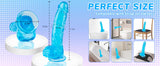 Dildo jelly realista de silicona azul 7"