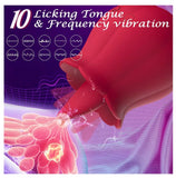 Rosa roja | vibrador de lengua y succión | estimulador de clictoris | 10 modos