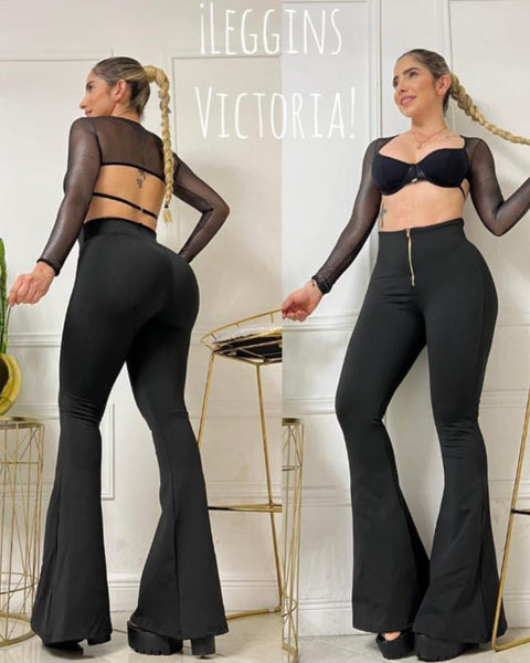 Leggins con Faja interna control de abdomen | bota ancha | realce de glúteos | Negro beige y rojo
