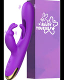 vibrador de conejo - Consolador de punto G 3 en 1 con 10 vibraciones de conejo, 7 aletas y 7 modos de vibración de varita - Estimulador de clítoris y pezones