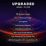 Plug anal  Vibrador con 10 modos de vibración e iluminación LED