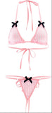 Bikini con tanga para mujer| conjunto de lencería Rosa | Talla única