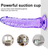 Dildo consolador de silicona realista transparente morado S M y L