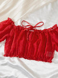 Women Sexy Lingerie Set|Conjunto de lencería sexy de malla transparente de lunares con lazo elástico y fruncido de 2 piezas, Talla M panty ajustable