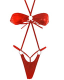 Trikini con tanga para mujer| conjunto de lencería rojo | Talla única