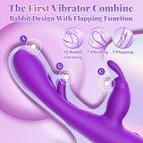 vibrador de conejo - Consolador de punto G 3 en 1 con 10 vibraciones de conejo, 7 aletas y 7 modos de vibración de varita - Estimulador de clítoris y pezones