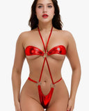 Trikini con tanga para mujer| conjunto de lencería rojo | Talla única