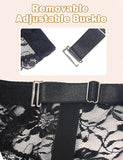 Liguero de encaje floral para mujer con 4 correas y clip de metal para medias hasta el muslo | Talla única (no incluye medias)