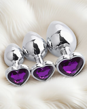 plugs Anales con gema de corazón morada