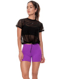 Blusa en malla de mujer con cordón / blanco