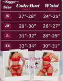Women Sexy Lingerie Set| Lencería sexy para mujer con encaje, 3 piezas conjunto de brasier y bragas con liguero, talla M