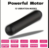Vibrador de Bala Negro | 10 modos de vibración| carga usb