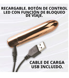 Vibrador de Bala punta cónica cobre| 10 modos de vibración| carga usb