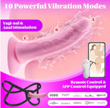 Arnés con consolador con correa ajustable | vibrador con 10 vibraciones | control remoto y aplicación