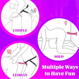 Arnés con consolador con correa ajustable | vibrador con 10 vibraciones | control remoto y aplicación